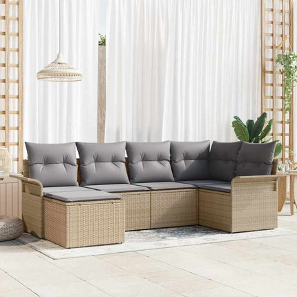 Trädgårdsoffset med kudde 6 pcs Beige konstrotting