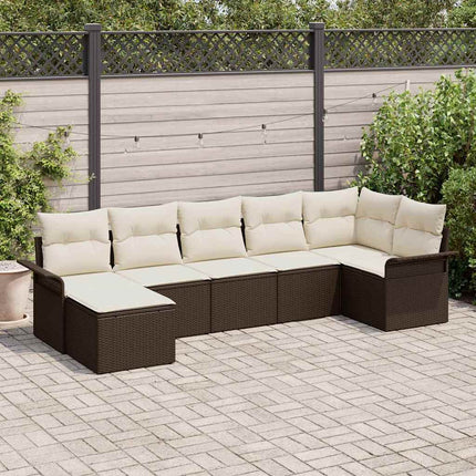 Trädgårdsoffset med kudde 7 pcs Brun konstrotting