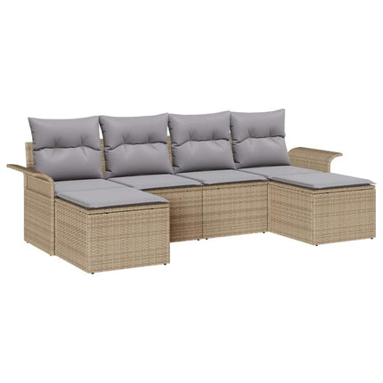 Trädgårdsoffset med kudde 6 pcs Beige konstrotting