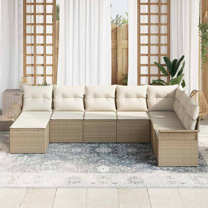 Trädgårdsoffset med kudde 8 pcs Beige konstrotting