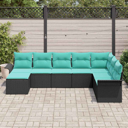 Trädgårdsoffset med kudde 8 pcs Svart konstrotting