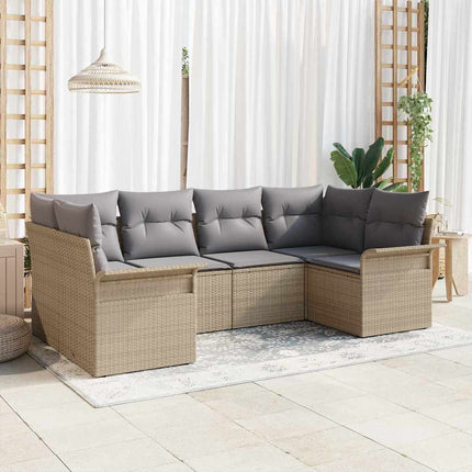 Trädgårdsoffset med kudde 6 pcs Beige konstrotting