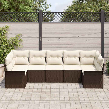 Trädgårdsoffset med kudde 7 pcs Brun konstrotting