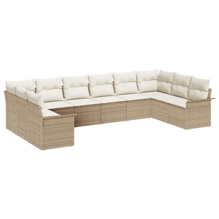 Trädgårdsoffset med kudde 10 pcs Beige konstrotting