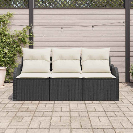 Trädgårdsoffset med kudde 3 pcs Svart konstrotting