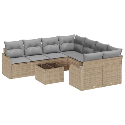 Trädgårdsoffset 9 st 8-Antal sittplatser Beige konstrotting