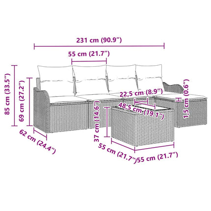 Trädgårdsoffset 6 pcs Svart konstrotting