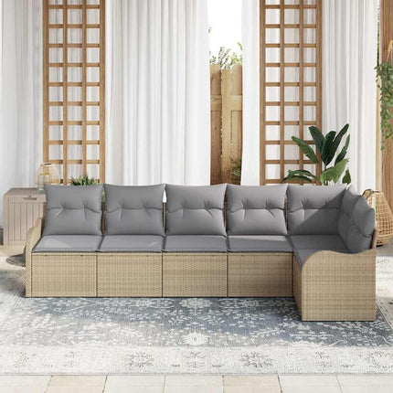 Trädgårdsoffset 6 pcs Beige konstrotting