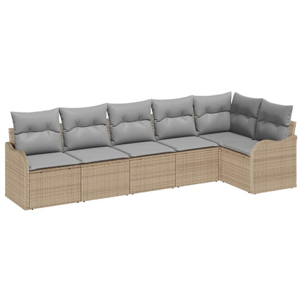Trädgårdsoffset 6 pcs Beige konstrotting