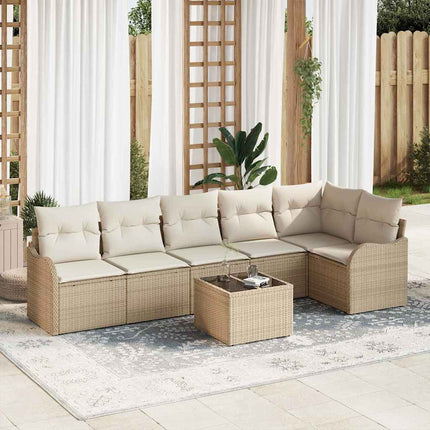 Trädgårdsoffset 7 pcs Beige konstrotting