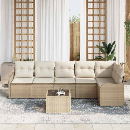 Trädgårdsoffset 7 pcs Beige konstrotting