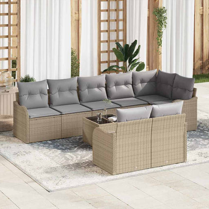 Trädgårdsoffset 9 pcs Beige konstrotting