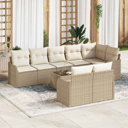 Trädgårdsoffset 9 pcs Beige konstrotting