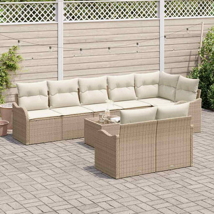 Trädgårdsoffset 9 pcs Beige konstrotting