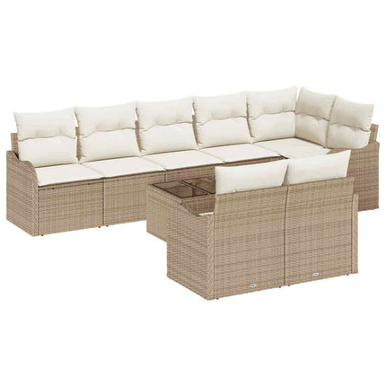 Trädgårdsoffset 9 pcs Beige konstrotting