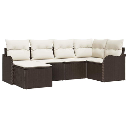 Trädgårdsoffset med kudde 6 pcs Brun Poly rattan