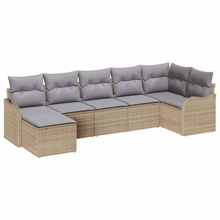 Trädgårdsoffset 7 pcs Beige konstrotting