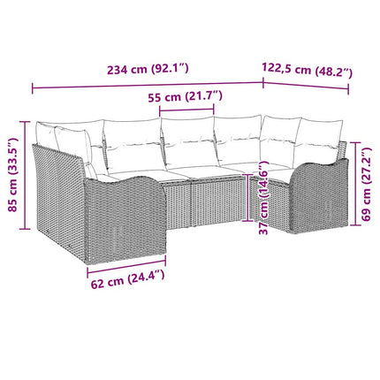 Trädgårdsoffset med kudde 6 pcs Beige Poly rattan