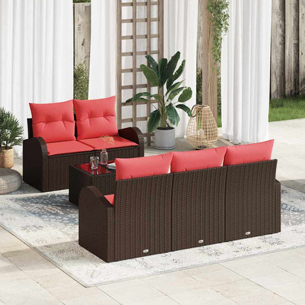Soffset med kudde 6 pcs Brun Polyester
