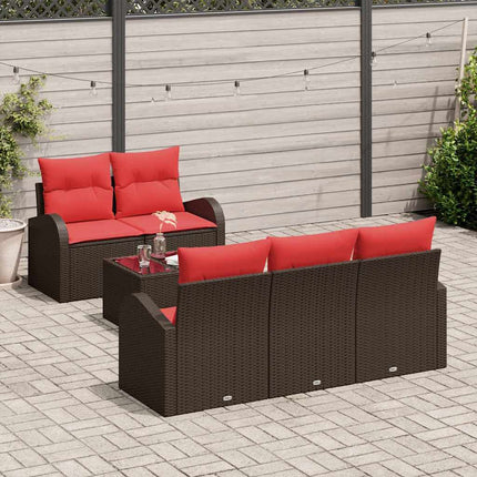Soffset med kudde 6 pcs Brun Polyester