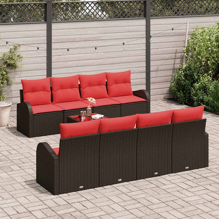 Soffset 9 pcs Brun och Röd Polyester