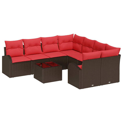 Soffset 9 pcs Brun och Röd Polyester