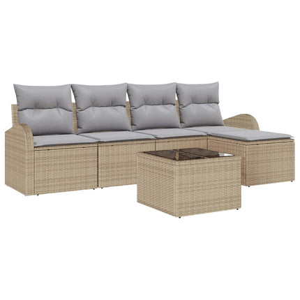 Trädgårdsoffset 6 pcs Beige konstrotting
