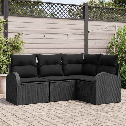 Trädgårdsoffset 4 pcs Svart konstrotting
