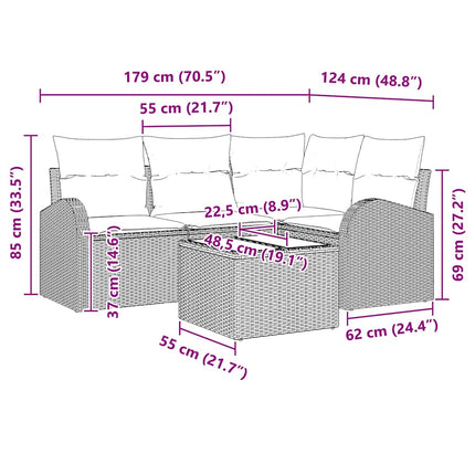 Trädgårdsoffset 5 pcs Svart konstrotting