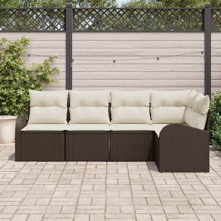 Soffset med kudde 5 pcs Brun Polyester