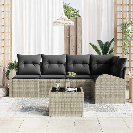 Soffset med kudde 6 pcs Ljusgrå Polyester