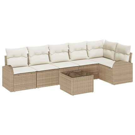 Trädgårdsoffset 7 pcs Beige konstrotting