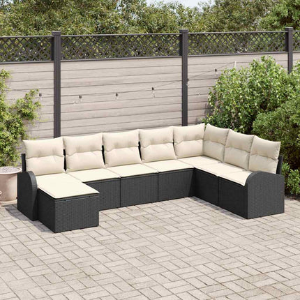 Trädgårdsoffset 8 st Svart [Syntetisk]: Poly Rattan