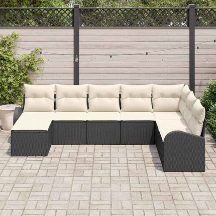 Trädgårdsoffset 8 st Svart [Syntetisk]: Poly Rattan