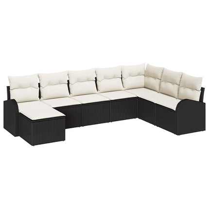 Trädgårdsoffset 8 st Svart [Syntetisk]: Poly Rattan