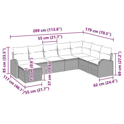 Trädgårdsoffset 8 st Svart [Syntetisk]: Poly Rattan
