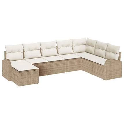 Trädgårdsoffset 8 st Beige [Syntetisk]: Poly Rattan