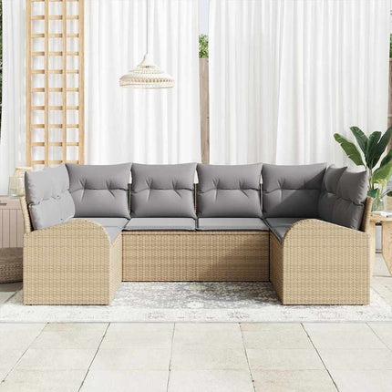Trädgårdsoffset 6 st Beige [Syntetisk]: Poly Rattan