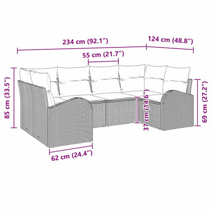Trädgårdsoffset med kudde 6 pcs Beige Poly Rattan