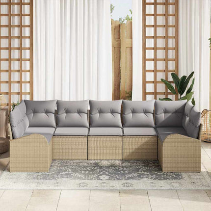 Trädgårdsoffset 7 st Beige [Syntetisk]: Poly Rattan