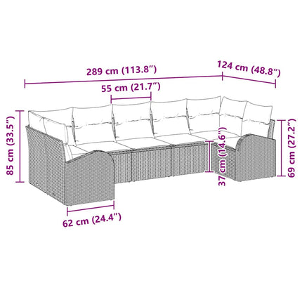 Trädgårdsoffset med kudde 7 pcs Beige Poly Rattan
