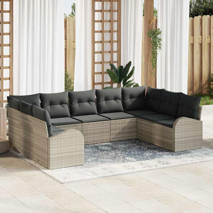 Soffset med kudde Ljusgrå Poly Rattan