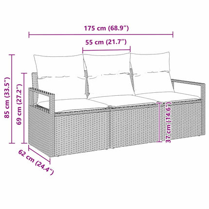 Soffset 3 pcs Ljusgrå konstrotting