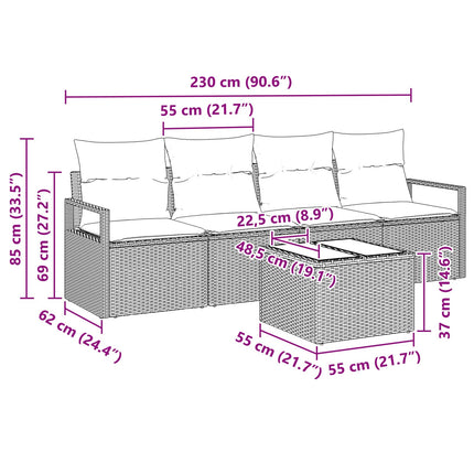 Soffset 5 pcs Brun och Röd konstrotting