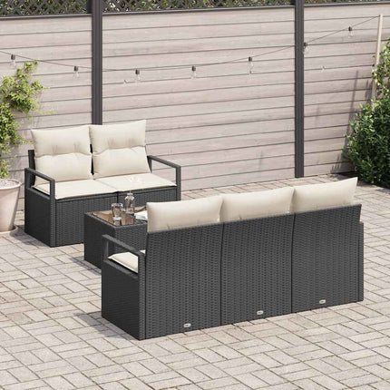 Soffset med kudde 6 pcs Svart och kräm konstrotting