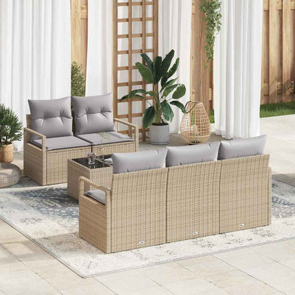Soffset med kudde 6 pcs Beige och Grå konstrotting