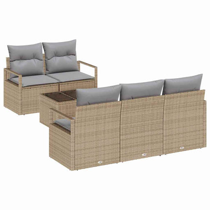 Soffset med kudde 6 pcs Beige och Grå konstrotting