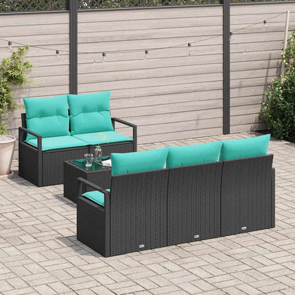 Soffset 6 pcs Svart och turkos konstrotting