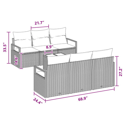 Soffset 7 st 6-Antal sittplatser Brun och Röd konstrotting