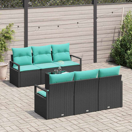 Soffset med kudde 7 pcs Svart och turkos konstrotting